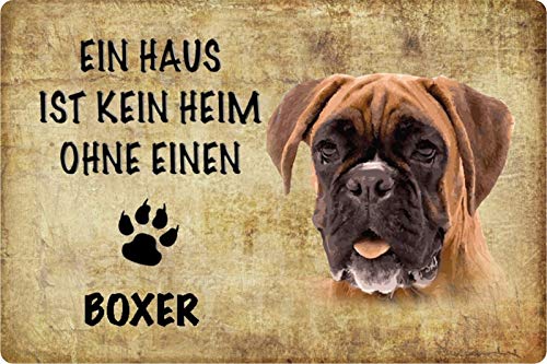 Schatzmix Blechschild Hund Kein Heim ohne Boxer Metallschild Wanddeko 20x30 tin Sign von Schatzmix