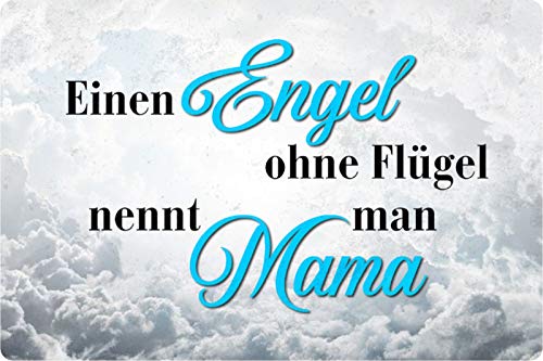 Schatzmix Blechschild Spruch: Engel Flügel Mama Metallschild Wanddeko 20x30 cm tin Sign von Schatzmix