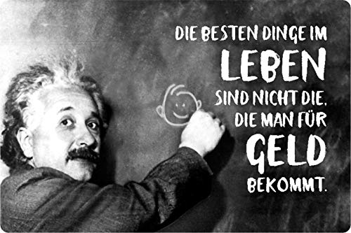 Blechschild Spruch Die besten Dinge im Leben sind Einstein Metallschild Wanddeko 20x30 cm tin sign von Schatzmix
