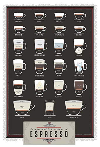 Schatzmix Blechschild Kaffee Espresso Sortenübersicht Metallschild Wanddeko 20x30 tin Sign von Schatzmix