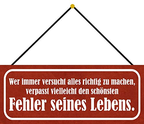 Schatzmix Fehler seines Lebens Metallschild 27x10 cm Deko tin Sign mit Kordel Blechschild, Blech, Mehrfarbig von Schatzmix