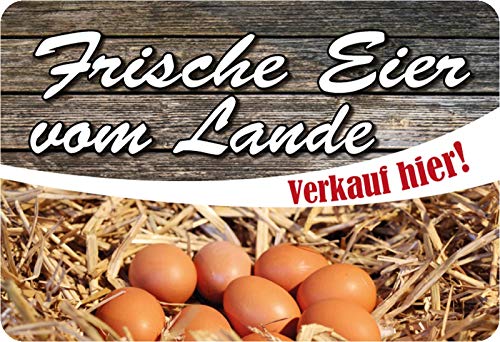 Schatzmix Frische Eier vom Lande verkauft Metallschild Wanddeko 20x30 cm tin Sign Blechschild, Blech, Mehrfarbig von Schatzmix