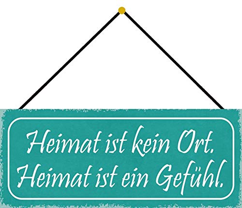 Schatzmix Heimat ist EIN Gefühl Metallschild 27x10cm Deko tin Sign mit Kordel Blechschild, Blech, Mehrfarbig, 27x10 cm von Schatzmix