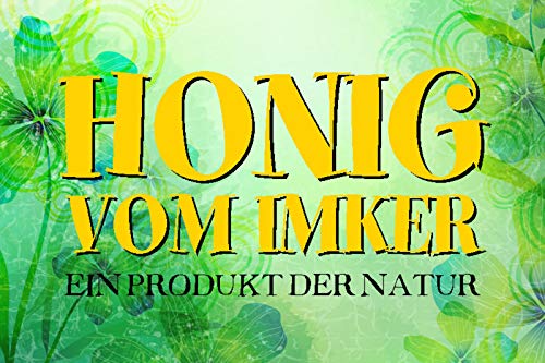 Schatzmix Honig vom Imker EIN Produkt der Natur Metallschild 20x30 tin Sign Blechschild, Blech, Mehrfarbig, 20x30 cm von Schatzmix