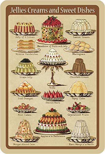 Schatzmix Blechschild Nostalgie Jellies Creams and Sweet Dishes Metallschild Wanddeko 20x30 tin Sign von Schatzmix