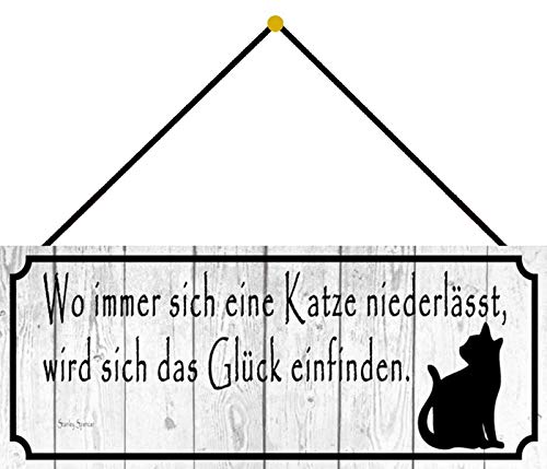 Schatzmix Katze Glück Tier Metallschild 27x10 cm Wanddeko tin Sign mit Kordel Blechschild, Blech, Mehrfarbig Schatzmix Katze Glück Tier Metallschild 27x10 cm Wanddeko tin Sign mit Kordel Blechschild, Blech, Mehrfarbig von Schatzmix
