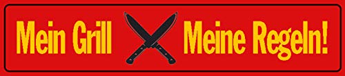 Schatzmix Straßenschild Mein Grill Meine Regeln Metallschild Wanddeko 46x10 cm tin Sign Blechschild, Blech, Mehrfarbig von Schatzmix