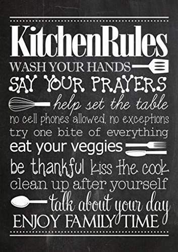 Schatzmix Kitchen Rules Wand Retro Eisen Poster Malerei Plaque Blech Vintage Personalisierte Kunst Kreativität Dekorat Blechschild, 20x30 cm von Schatzmix