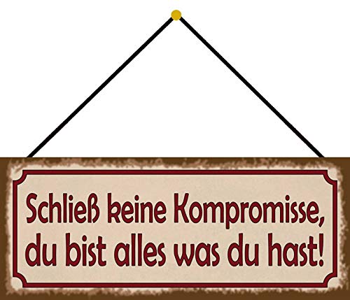 Schatzmix Kompromisse Metallschild 27x10 cm Wanddeko tin Sign mit Kordel Blechschild, Blech, Mehrfarbig Schatzmix Kompromisse Metallschild 27x10 cm Wanddeko tin Sign mit Kordel Blechschild, Blech, Mehrfarbig von Schatzmix