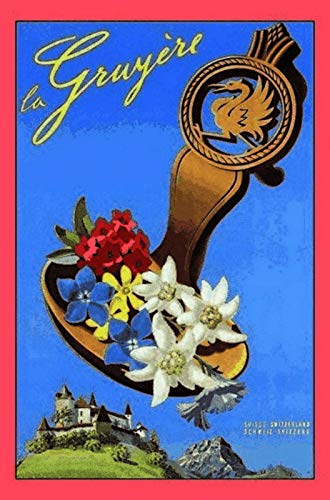 Schatzmix La Gruyere Edelweise ALM Blumen Metallschild Wanddeko 20x30 cm tin Sign Blechschild, Blech, Mehrfarbig von Schatzmix