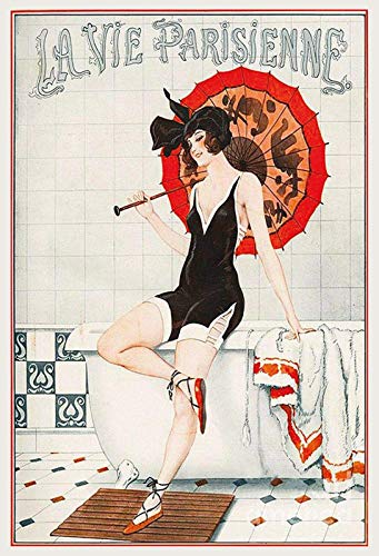 Schatzmix La Vie Parisienne (Frau auf Badewanne) Metallschild 20x30 Wanddeko Blechschild, Blech, Mehrfarbig, 20x30 cm von Schatzmix