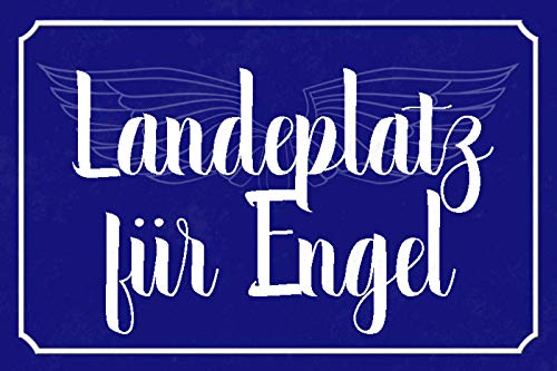 Schatzmix Spruch Landeplatz für Engel Metallschild Wanddeko 20x30 tin Sign Blechschild, Blech, Mehrfarbig, 20x30 cm von Schatzmix