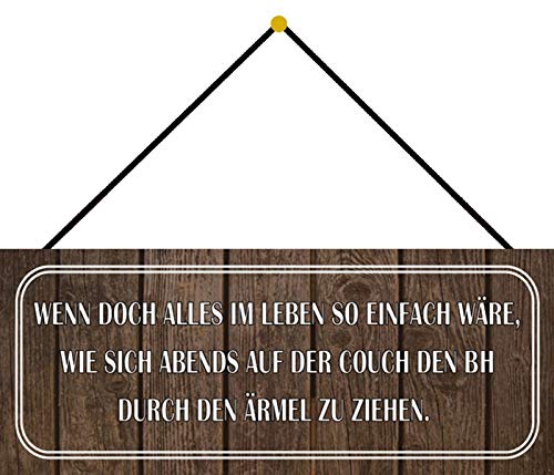 Schatzmix Leben so einfach Couch Metallschild 27x10 cm Wanddeko mit Kordel Blechschild, Blech, Mehrfarbig von Schatzmix