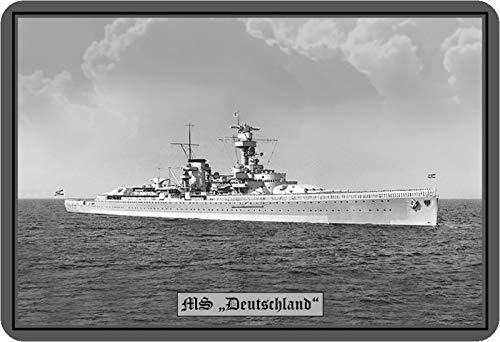 Schatzmix Blechschild Schiff MS Deutschland Kriegschiff Metallschild Wanddeko 20x30 tin Sign von Schatzmix