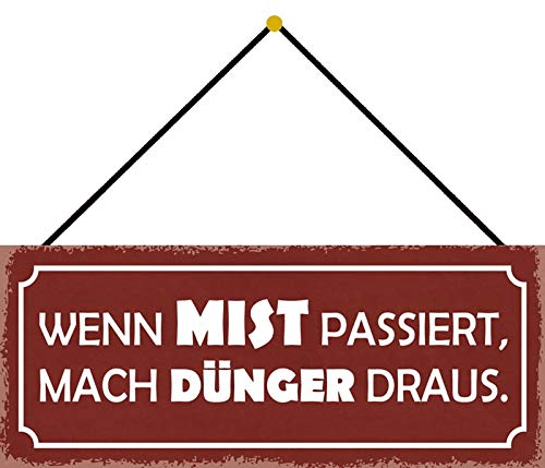 Schatzmix Mach DÜNGER draus Metallschild 27x10cm Deko tin Sign mit Kordel Blechschild, Blech, Mehrfarbig, 27x10 cm von Schatzmix