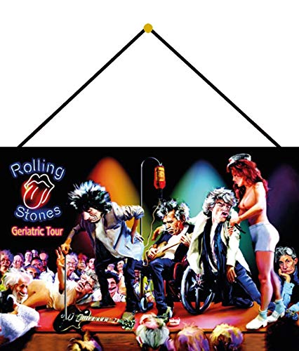 Schatzmix Musik Rolling Stones Karikatur Metallschild 20x30 cm Deko mit Kordel Blechschild, Blech, Mehrfarbig von Schatzmix