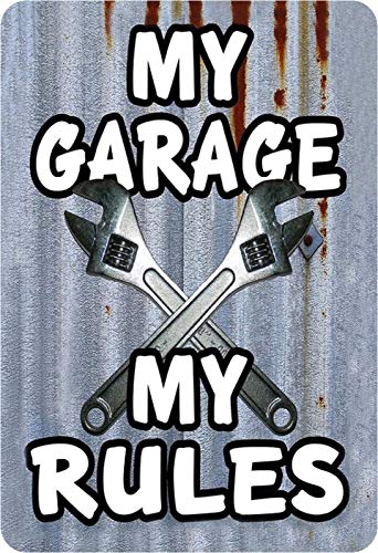 Schatzmix Blechschild Spruch My Garage My Rules Metallschild Wanddeko 20x30 cm tin Sign von Schatzmix