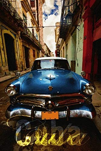 Schatzmix Blechschild Auto Cuba blaues Auto Havana Metallschild Wanddeko 20x30 tin sign von Schatzmix