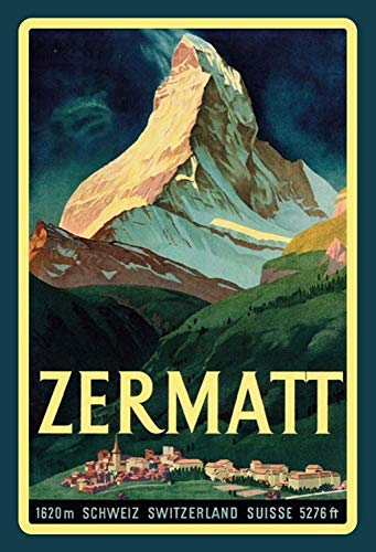 Schatzmix Nostalgie Zermatt Svizzera Wand Retro Eisen Poster Malerei Plaque Blech Vintage Personalisierte Blechschild, Mehrfarbig, 20x30 cm von Schatzmix