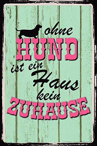 Schatzmix Hund ist EIN Haus kein Zuhause Blechschild, Blech, Mehrfarbig, 20x30 cm von Schatzmix