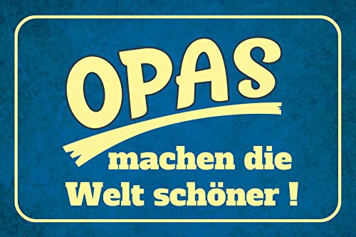 Schatzmix Opas Machen die Welt schöner Metallschild Wanddeko 20x30 cm tin Sign Blechschild, Blech, Mehrfarbig von Schatzmix