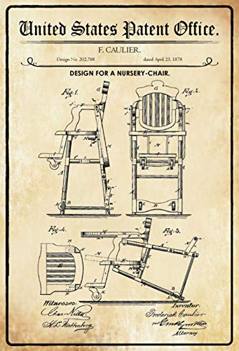 Schatzmix Patent Entwurf für EIN Babystuhl Metallschild Deko tin Sign Blechschild, Blech, Mehrfarbig, 20x30 cm von Schatzmix