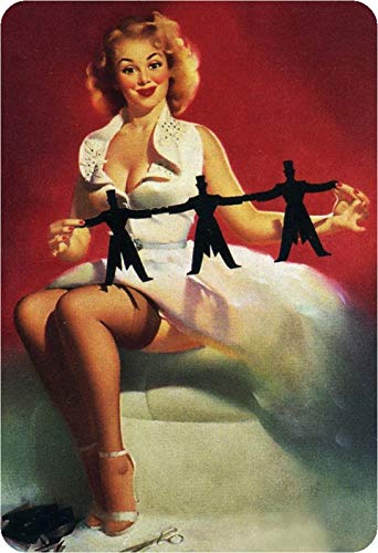 Schatzmix Blechschild Pinup Sexy Frau mit Papiermänner Erotik Metallschild Wanddeko 20x30 tin Sign von Schatzmix