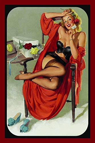 Schatzmix Pinup Frau mit Rosen Metallschild Wanddeko 20x30 cm tin Sign Blechschild, Blech, Mehrfarbig von Schatzmix