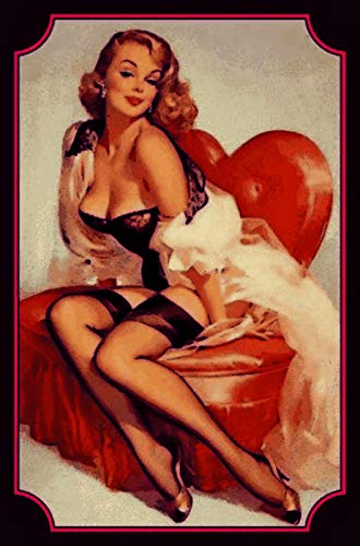 Schatzmix Pinup Frau auf Herz Stuhl Metallschild Wanddeko 20x30 cm tin Sign Blechschild, Blech, Mehrfarbig von Schatzmix