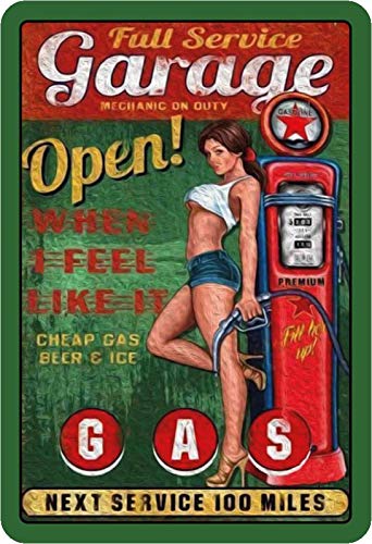 Schatzmix Pinup Girl Full Service Garage Metallschild Wanddeko 20x30 cm tin Sign Blechschild, Blech, Mehrfarbig von Schatzmix