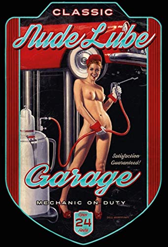 Schatzmix Pinup Girl Nude Lube Garage Metallschild Wanddeko 20x30 cm tin Sign Blechschild, Blech, Mehrfarbig von Schatzmix