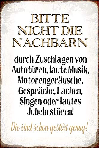 Schatzmix R0887 Spruch Nachbarn sind Schon gestört genug 20x30 Deko tin Sign Blechschild, Blech, Mehrfarbig, 20x30 cm von Schatzmix