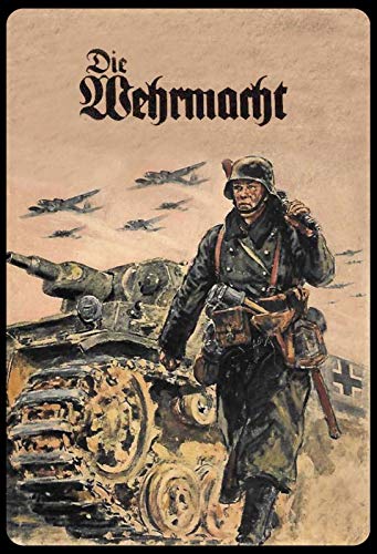 Schatzmix Retro Die Wehrmacht (Soldat mit Panzer) Metallschild Wanddeko 20x30 Blechschild, Blech, Mehrfarbig, 20 x 30 cm von Schatzmix