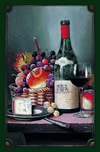 Schatzmix Rotwein Flaschen mit Käse Metallschild Wanddeko 20x30 cm tin Sign Blechschild, Blech, Mehrfarbig von Schatzmix