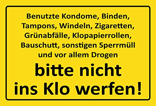 Schatzmix Spruch … Bitte Nicht ins Klo werfen Metallschild 20x30 Deko Blechschild, Blech, Mehrfarbig, 20x30 cm von Schatzmix