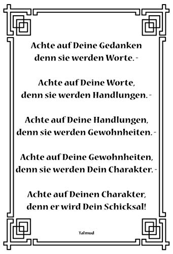 Schatzmix Spruch Achte auf Deine Gedanken Metallschild Wanddeko 20x30 cm tin Sign Blechschild, Blech, Mehrfarbig von Schatzmix