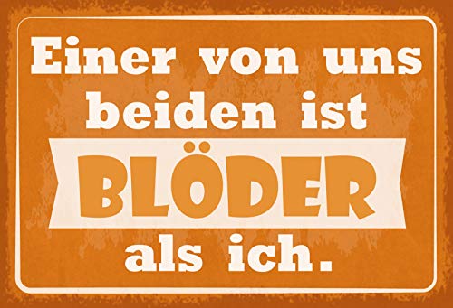 Schatzmix Spruch Einer von Uns beiden ist blöder als ich 20x30cm Deko Blechschild, Blech, Mehrfarbig, 20x30 cm von Schatzmix