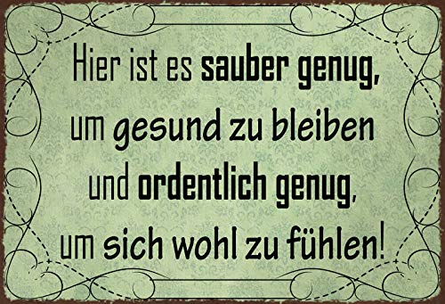 Schatzmix Spruch Es ist Hier sauber genug… Metallschild Wanddeko 20x30cm tin Sign Blechschild, Blech, Mehrfarbig, 20x30 cm von Schatzmix