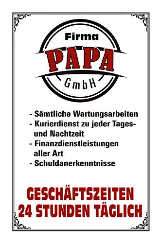 Schatzmix Spruch Firma Papa Metallschild Wanddeko 20x30 cm tin Sign Blechschild, Blech, Mehrfarbig Schatzmix Spruch Firma Papa Metallschild Wanddeko 20x30 cm tin Sign Blechschild, Blech, Mehrfarbig von Schatzmix