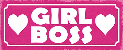 Schatzmix Spruch Girl-BOSS (rosa Schild mit Herzen) Metallschild 27x10 Deko tin Sign Blechschild, Blech, Mehrfarbig, 27x10 cm von Schatzmix