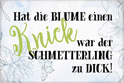 Schatzmix Spruch Hat die Blume einen Knick Metallschild 30x20 cm Deko tin Sign Blechschild, Blech, Mehrfarbig, 20x30 cm von Schatzmix