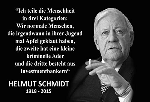 Schatzmix Spruch Helmut Schmidt Menschheit Schild Metallschild Deko tin Sign Blechschild, Blech, Mehrfarbig, 20x30 cm von Schatzmix