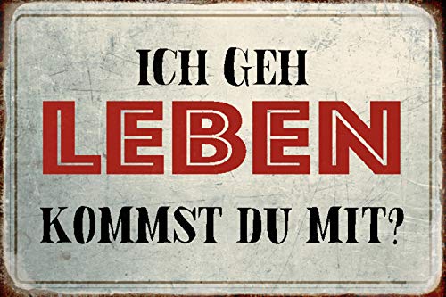 Schatzmix Spruch Ich GEH Leben kommst du mit Metallschild Deko 20x30 tin Sign Blechschild, Blech, Mehrfarbig, 20x30 cm von Schatzmix