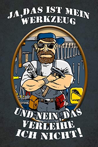 Schatzmix Spruch Ja, das ist Mein Werkzeug Metallschild Wanddeko 20x30 cm tin Sign Blechschild, Blech, Mehrfarbig von Schatzmix