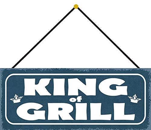 Schatzmix Spruch King of Grill Metallschild 27x10cm Deko tin Sign mit Kordel Blechschild, Blech, Mehrfarbig, 27x10 cm von Schatzmix