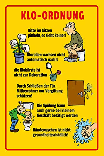 Schatzmix Spruch Klo-Ordnung Metallschild Wanddeko 20x30 cm tin Sign Blechschild, Blech, Mehrfarbig von Schatzmix