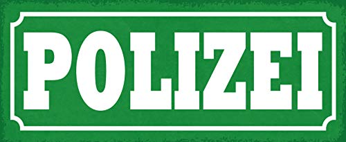 Schatzmix Spruch Polizei (gruenes Schild-Weisse Schrift) Metallschild 27x10 Deko tin Sign Blechschild, Blech, Mehrfarbig, 27x10 cm von Schatzmix