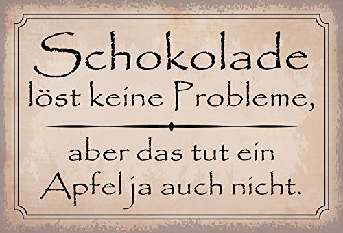 Schatzmix Spruch Schokolade löst Keine Probleme Metallschild 20x30 Deko Blechschild, Blech, Mehrfarbig, 20x30 cm von Schatzmix