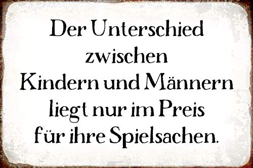 Schatzmix Spruch Unterschied Kinder und Männer Metallschild 20x30 tin Sign Blechschild, Blech, Mehrfarbig, 20x30 cm von Schatzmix