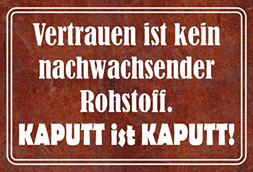 Schatzmix Spruch Vertrauen ist kein nachwachs. Rohstoff Metallschild 20x30 Blechschild, Blech, Mehrfarbig, 20x30 cm von Schatzmix